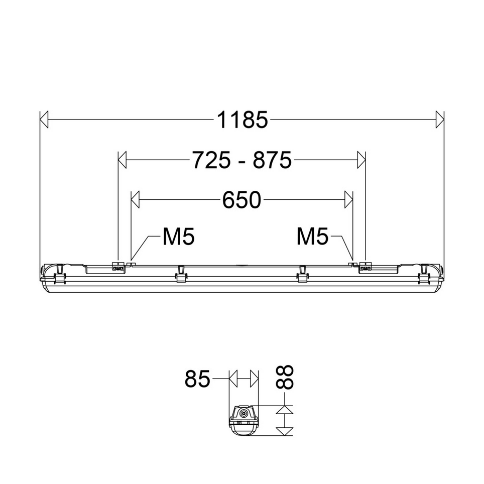 Lira V2 LED-Feuchtraum-Wannenleuchte