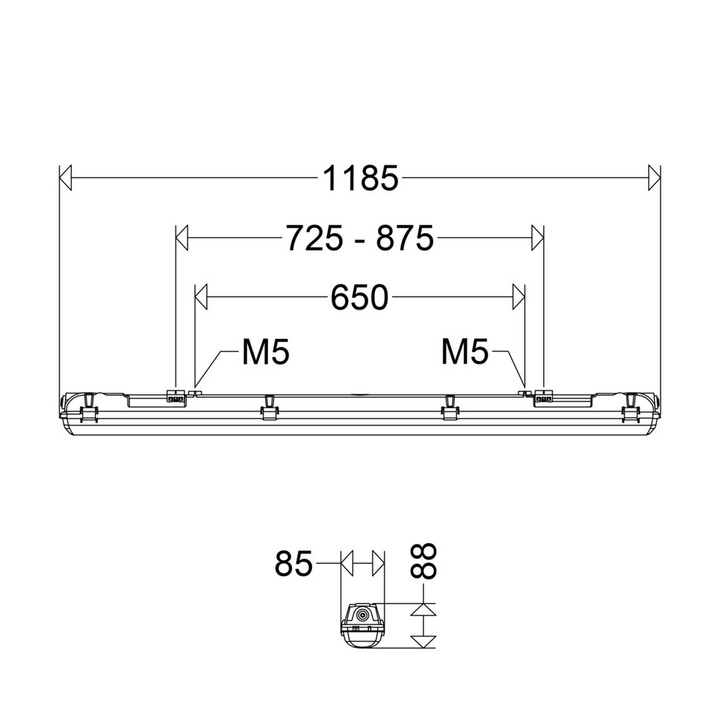 Lira V2 LED-Feuchtraum-Wannenleuchte