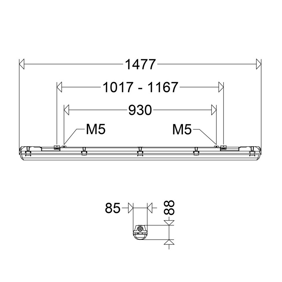 Lira V2 LED-Feuchtraum-Wannenleuchte