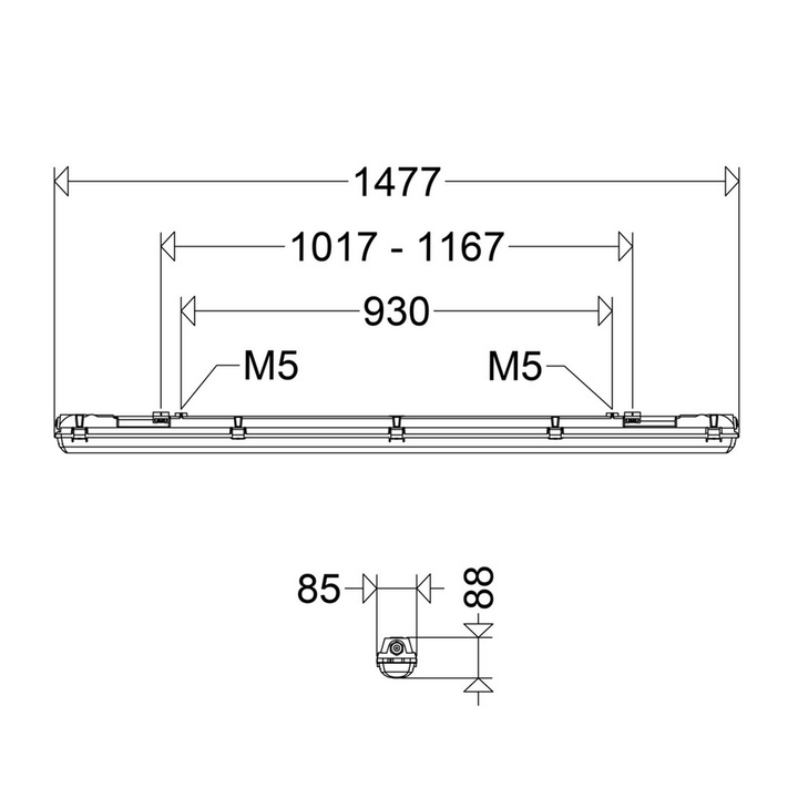 Lira V2 LED-Feuchtraum-Wannenleuchte