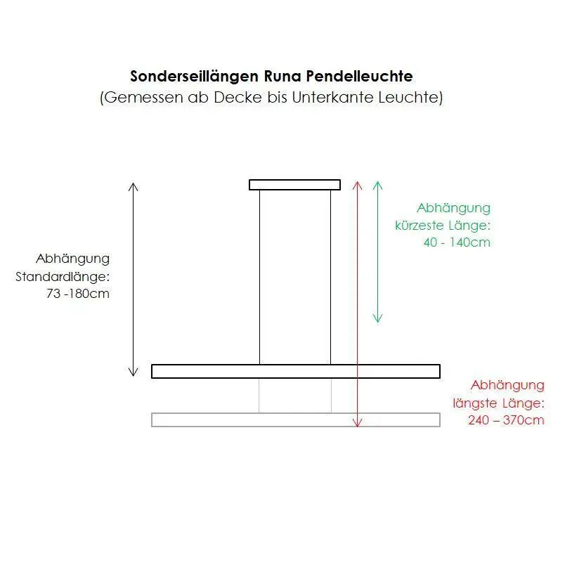 1x Pendelleuchte Runa 132cm, schwarz, Retourenartikel