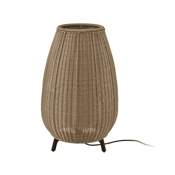 Aussenleuchte Amphora aus hellgrauem Rattan, dekorative Außenlampe
