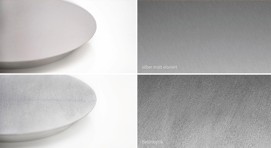 Blade Oberflächen im Detail: Silber matt und Betonoptik