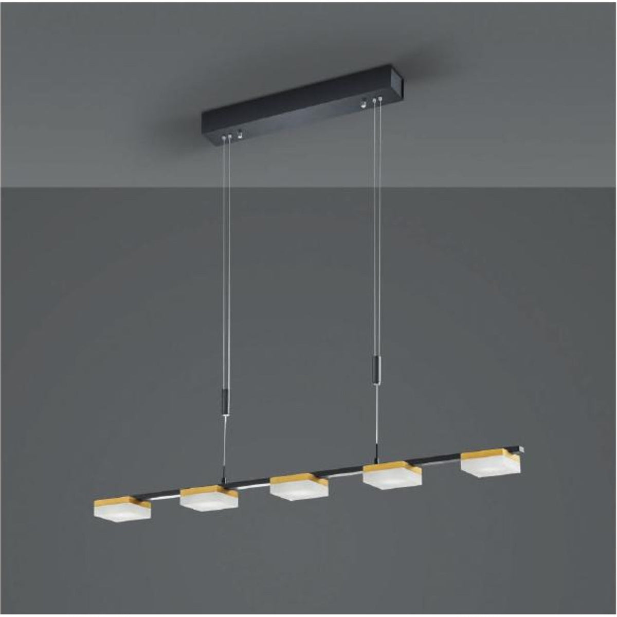LED-Pendelleuchte Bopp Quad 84 cm – Schwarz-Gold