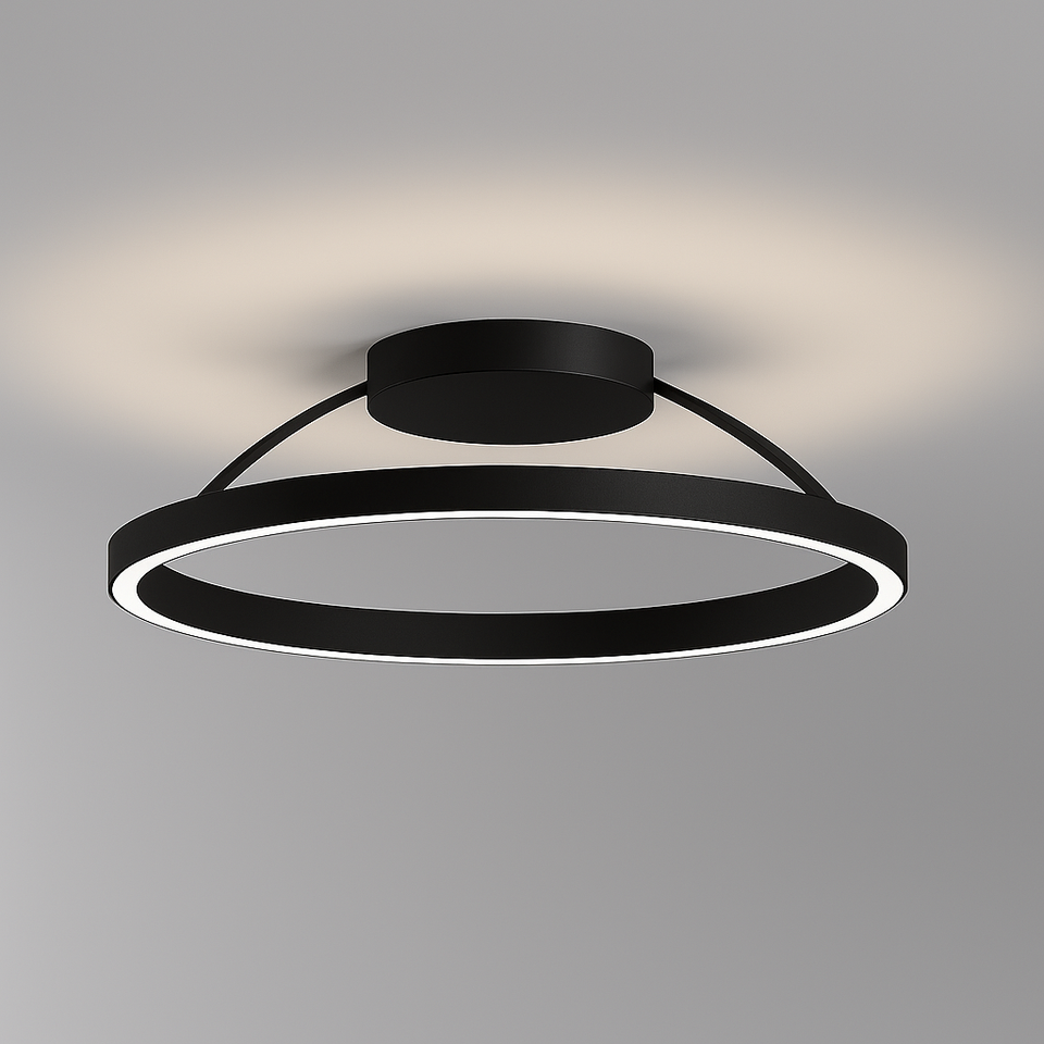 Braga, Deckenleuchte Loop, 60cm Schwarz, stilvolle Deckenbeleuchtung