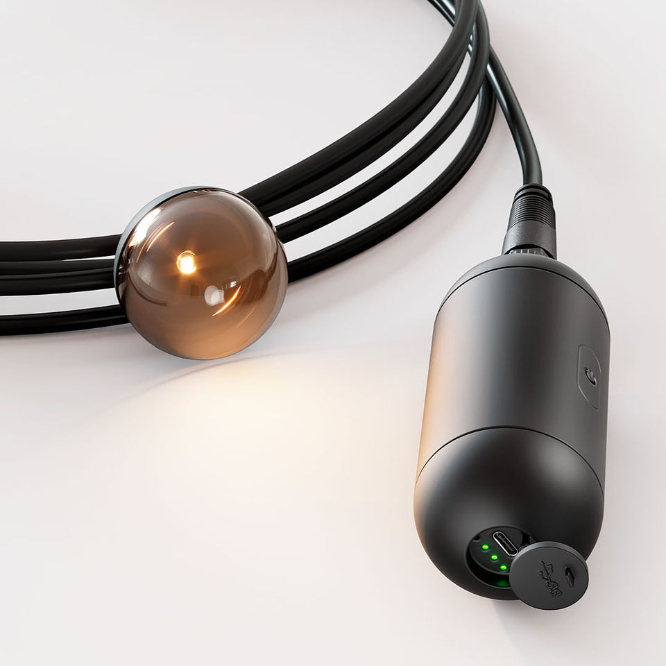 IP44.de Akku-Lichterkette cherry bubbls Powerbank, moderne Anwendung im Garten
