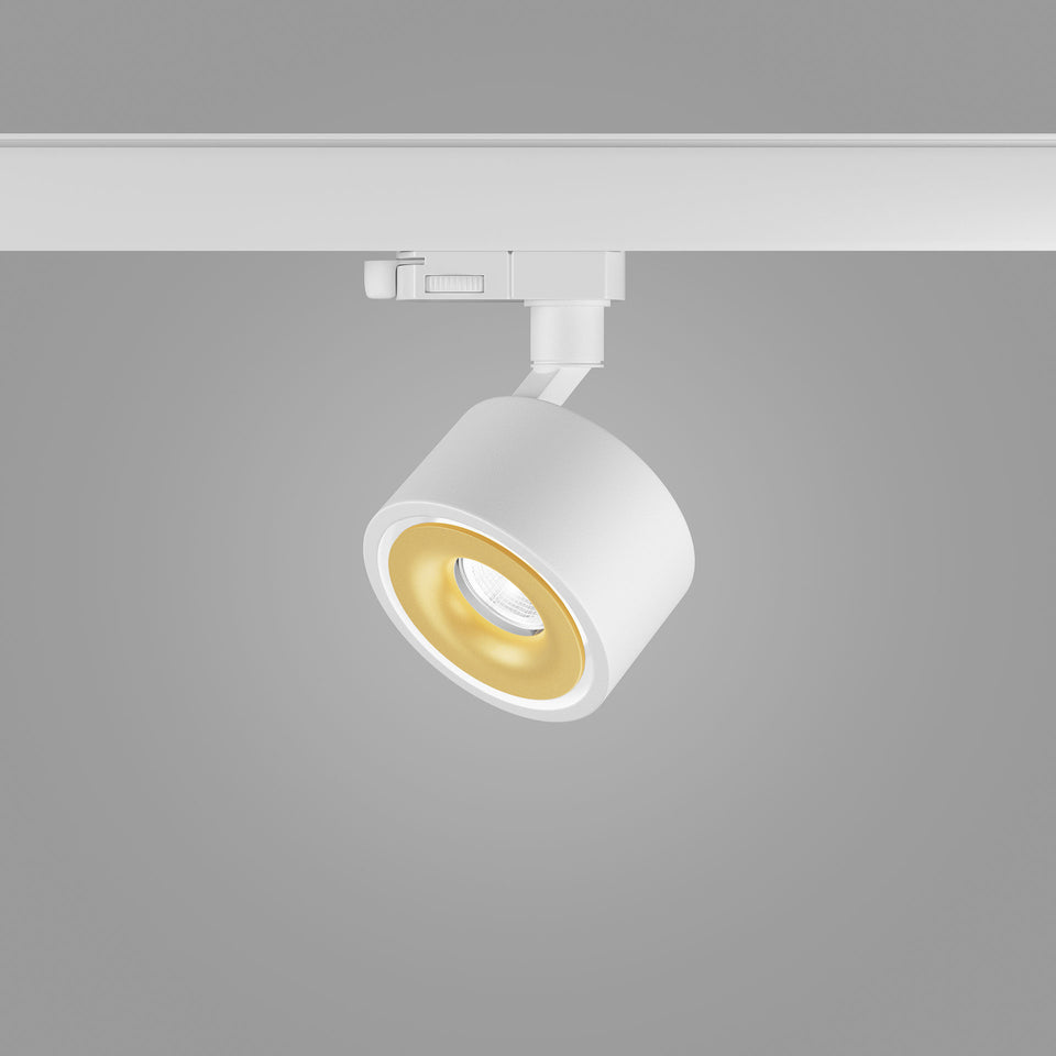 DLS Lighting, 3-Phasenstromschienenstrahler Clippo S, Weiss-Gold, stilvolle Akzentbeleuchtung