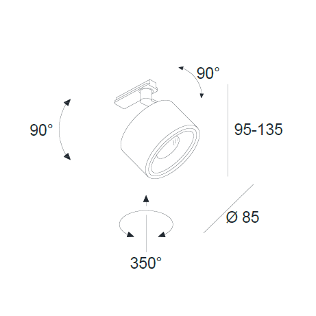 DLS Lighting, 1-Phasenstromschienenstrahler Clippo S, technische Lichtplanung