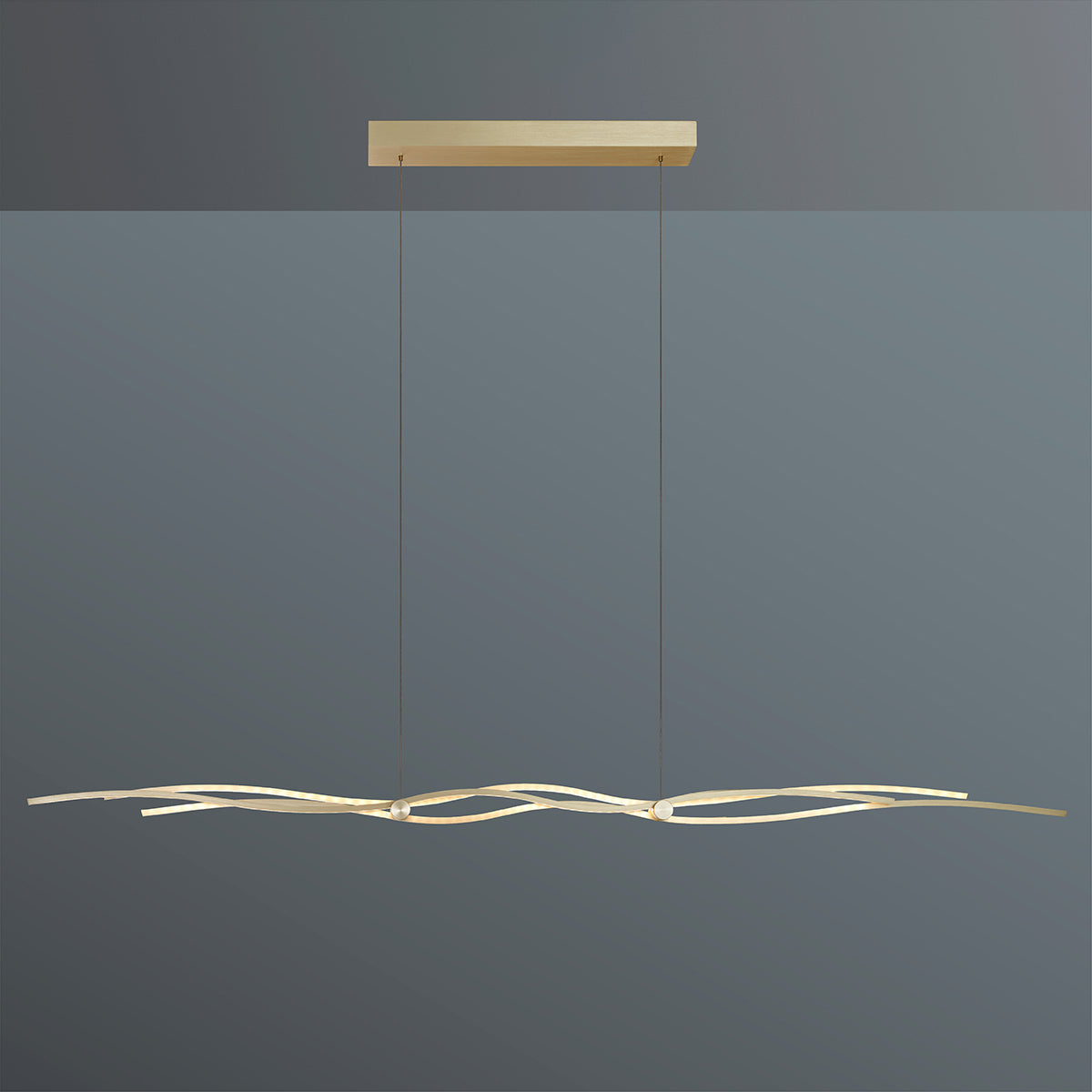 Escale, Pendelleuchte Silk 2.0, 160cm Blattgold, hochwertige Esstischbeleuchtung