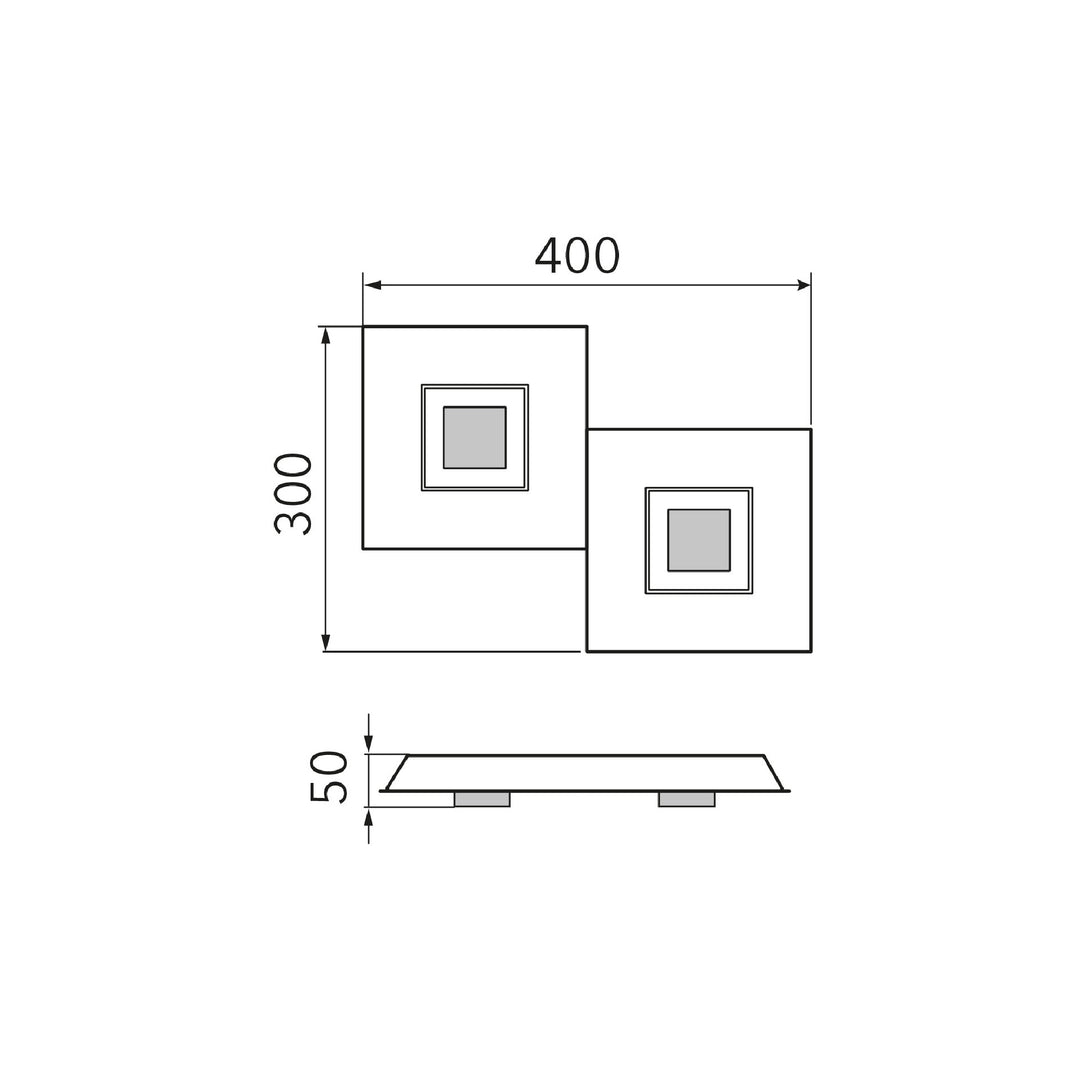 Wand-/ Deckenleuchte Karree 2-flammig
