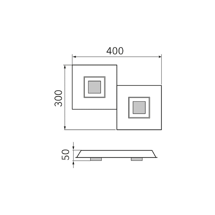 Wand-/ Deckenleuchte Karree 2-flammig