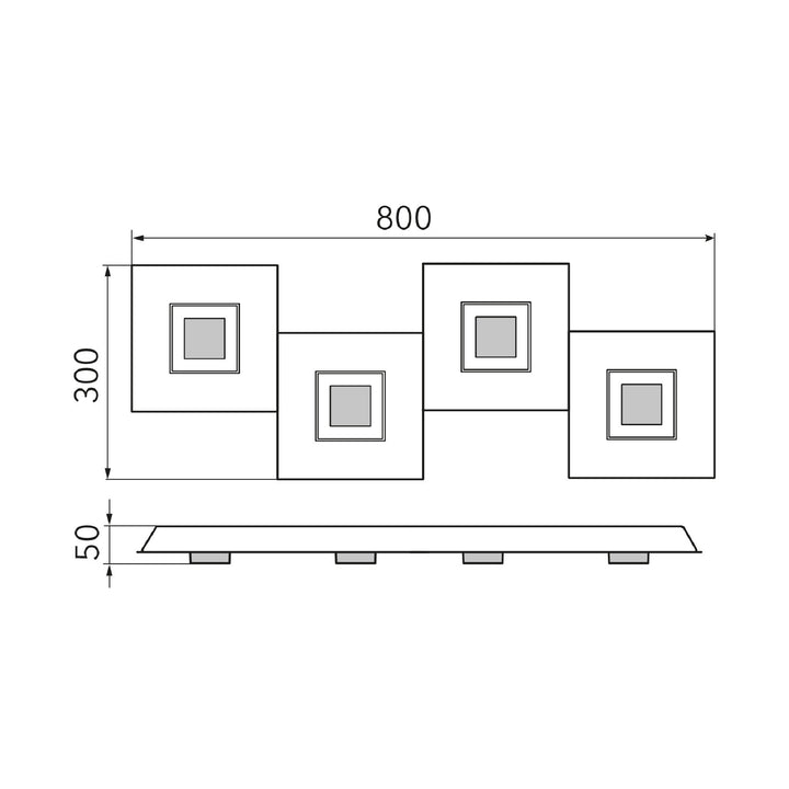 Wand-/ Deckenleuchte Karree 4-flammig
