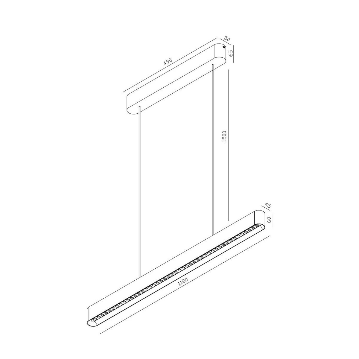 Lupia Licht, Pendelleuchte Halycon, 118cm Skizze, technische Lichtplanung