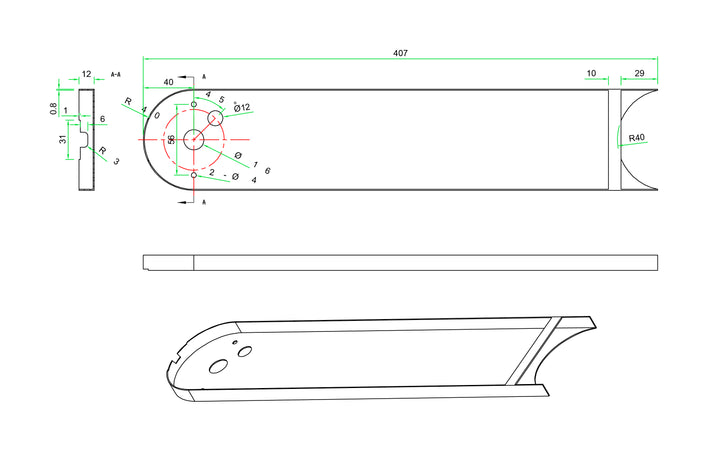 Langer Baldachin zur Leuchte "Bullet"