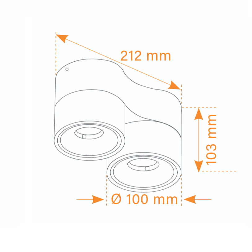 Sonluce, Aufbaustrahler Luca Pro 2-flammig, Skizze
