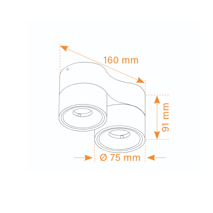 Sonluce, Aufbaustrahler Luca Pro Mini 2-flammig, Skizze