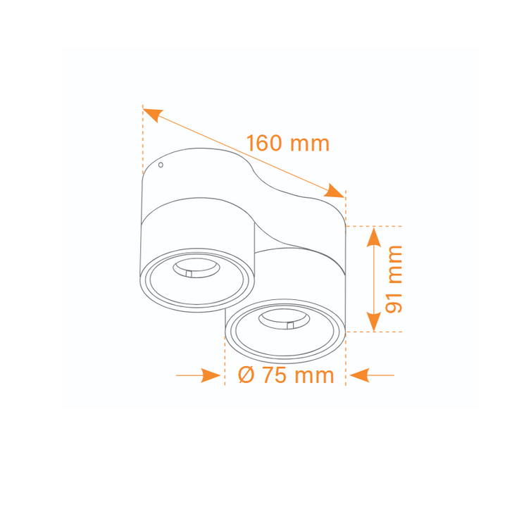 Aufbaustrahler Luca Pro Mini 2-flammig