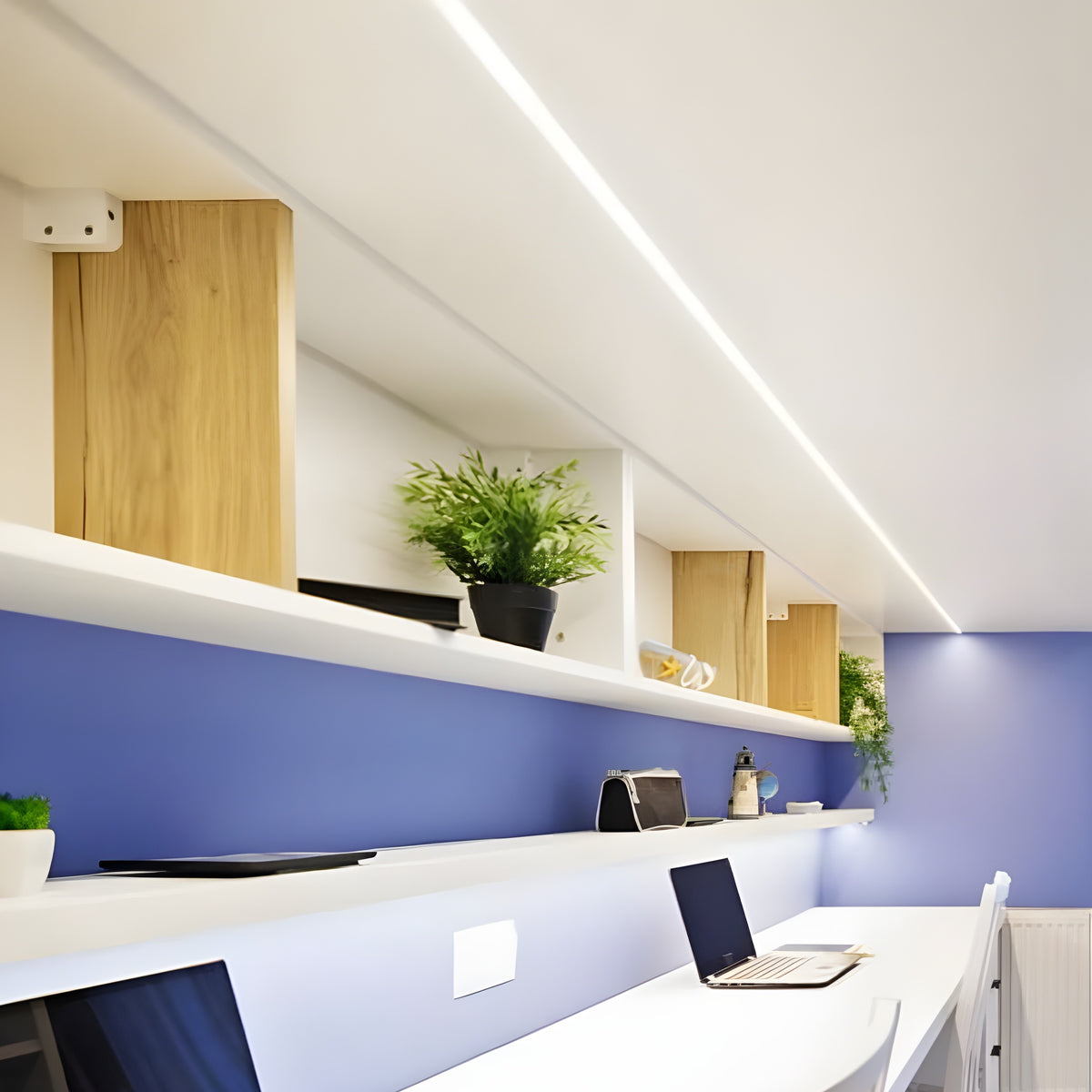 Mantra, LED-Einspachtelprofil Lui, Raumbild, indirekte LED Beleuchtung