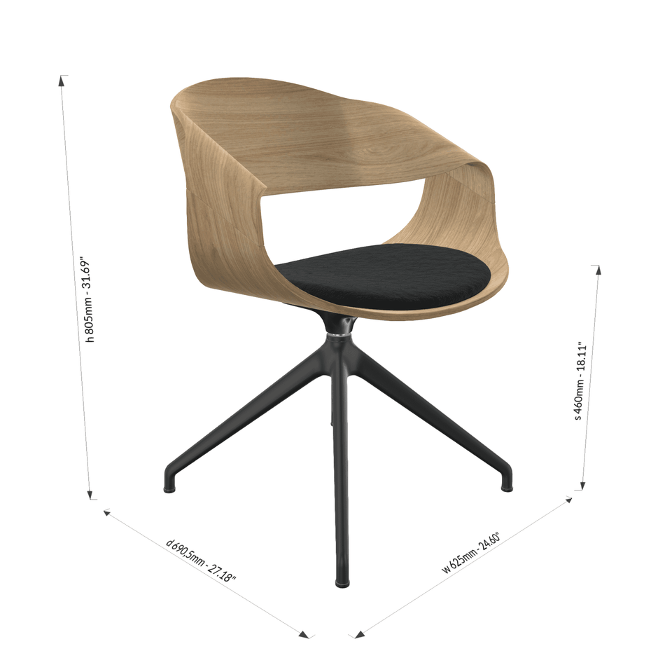 Chantal Drehstuhl - Bequeme Bürositzmöbel, Holzoptik, ergonomisch