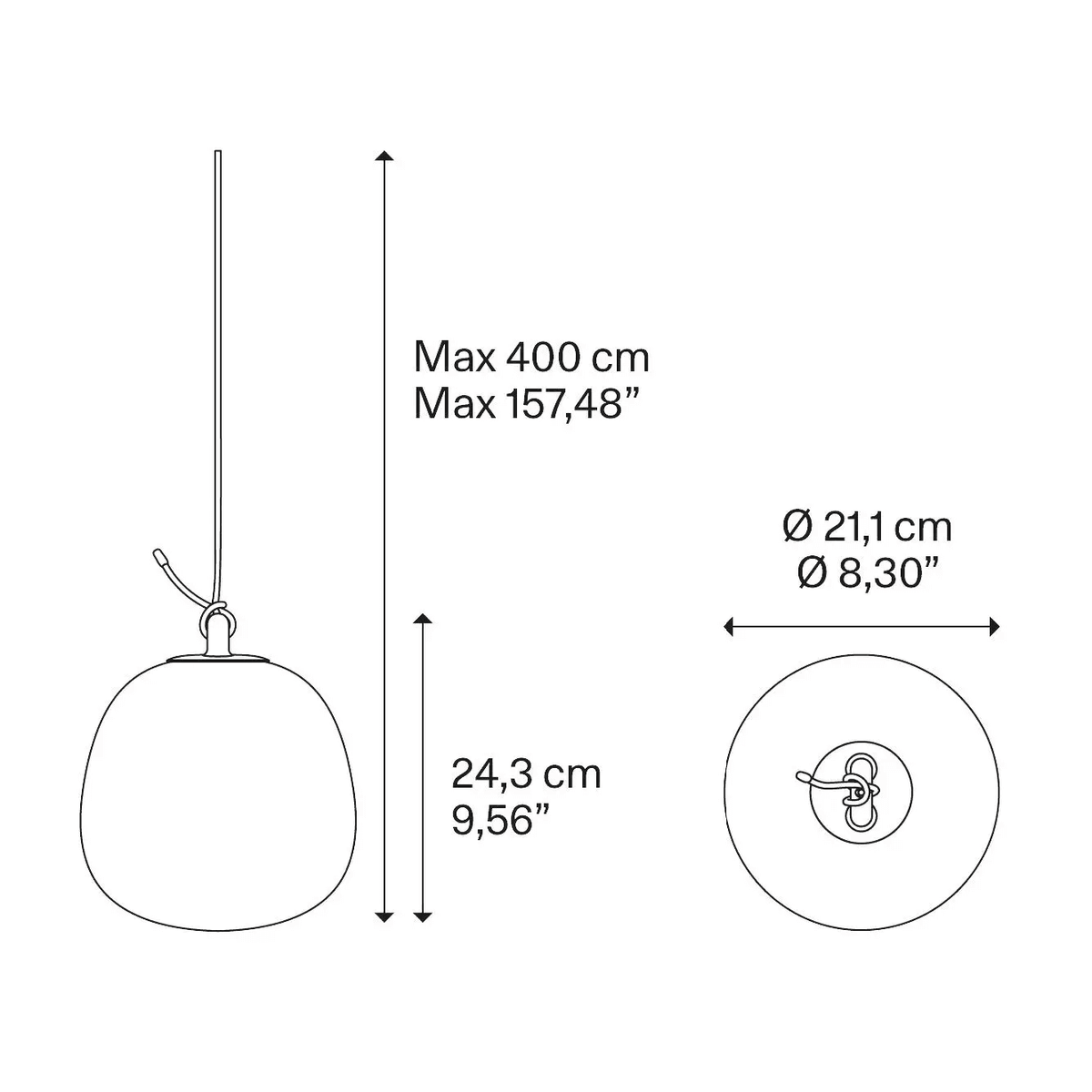 Lodes, Pendelleuchte Oblo ohne Baldachin, Klein, Skizze
