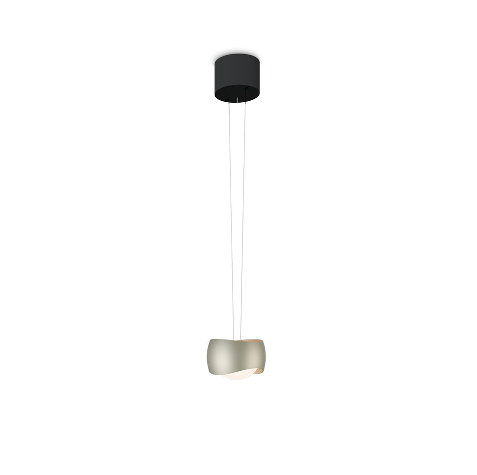Oligo, Pendelleuchte Curved, 1-flammig Schwarz Creme, stilvolle Pendelleuchte