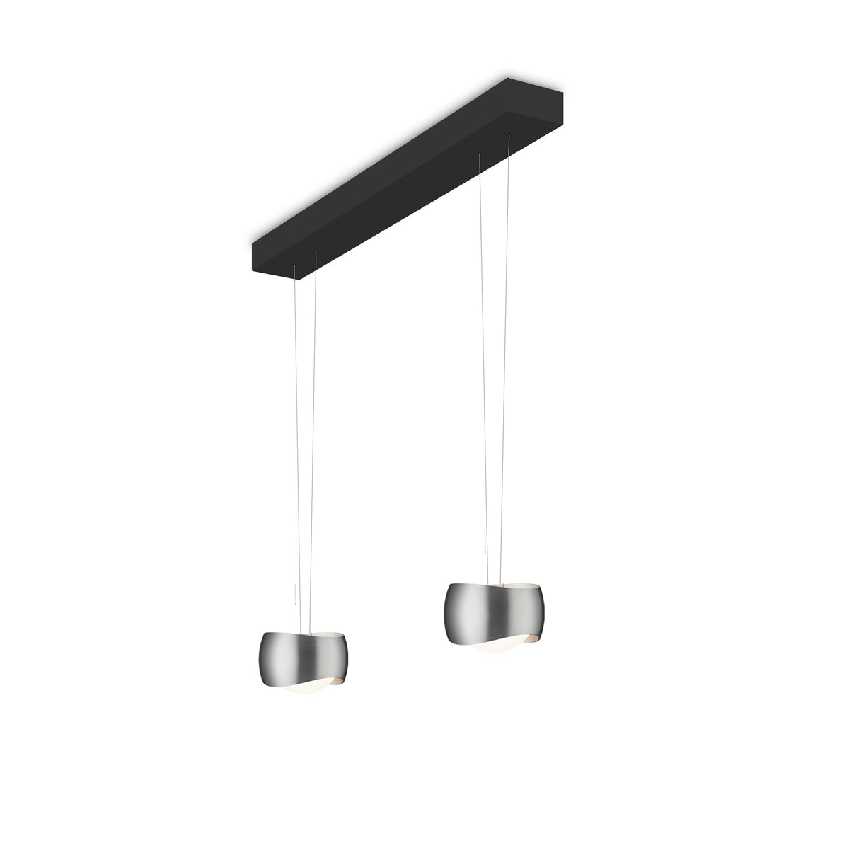 Oligo, Pendelleuchte Curved, 2-flammig Schwarz Aluminium, hochwertige Esstischbeleuchtung