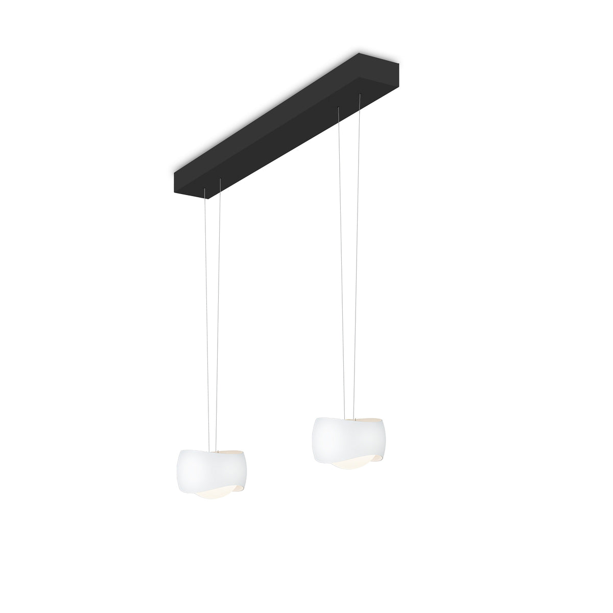 Oligo, Pendelleuchte Curved, 2-flammig Schwarz Weiss, moderne Pendelleuchte