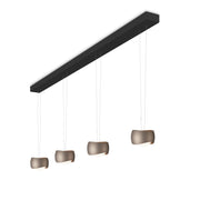 Oligo, Pendelleuchte Curved, 4-flammig Schwarz Brazilian Brown, hochwertige Lichtlösung