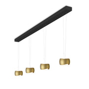 Oligo, Pendelleuchte Curved, 4-flammig Schwarz Bronze, moderne Raumbeleuchtung