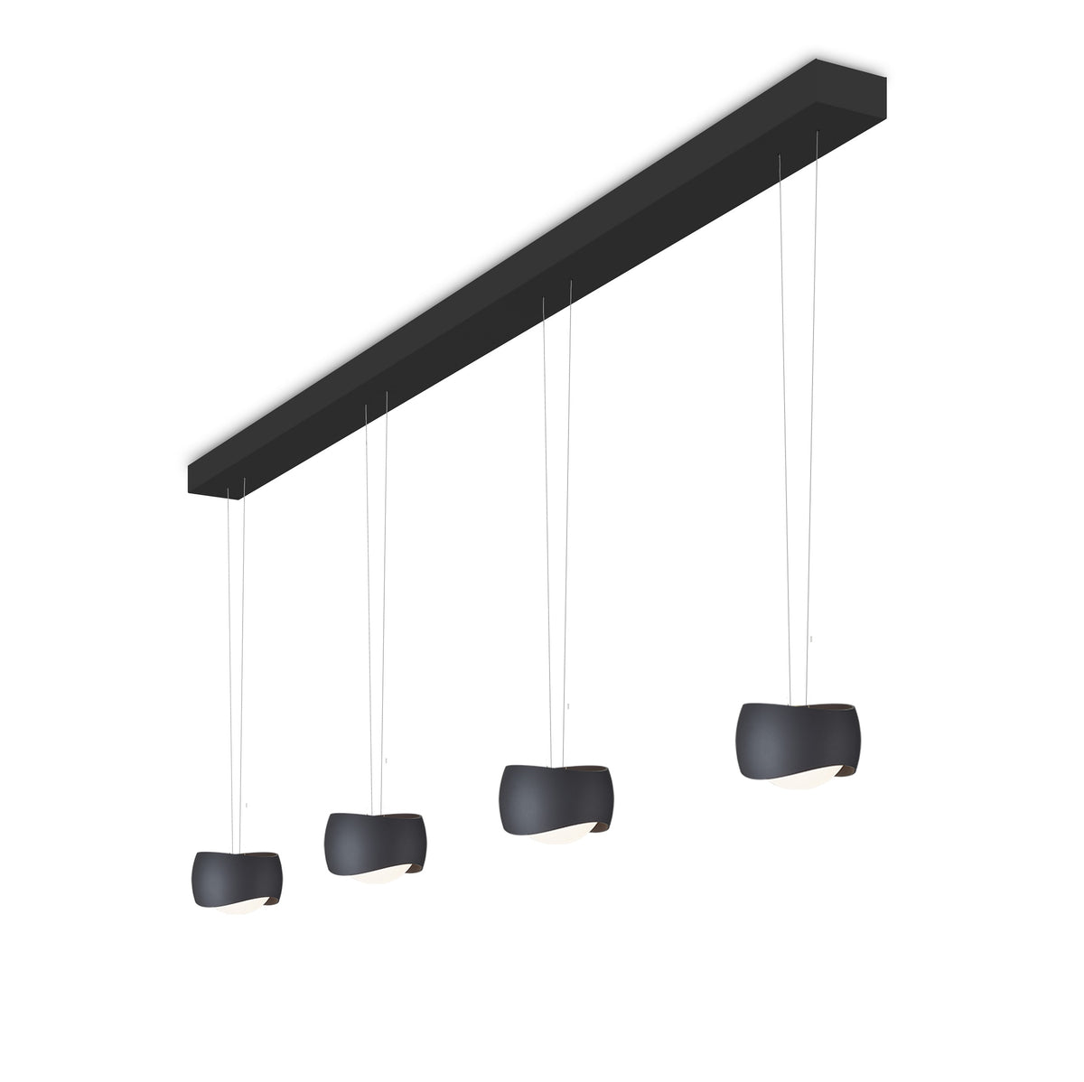Oligo, Pendelleuchte Curved, 4-flammig Schwarz Schwarz, hochwertige Pendelleuchte