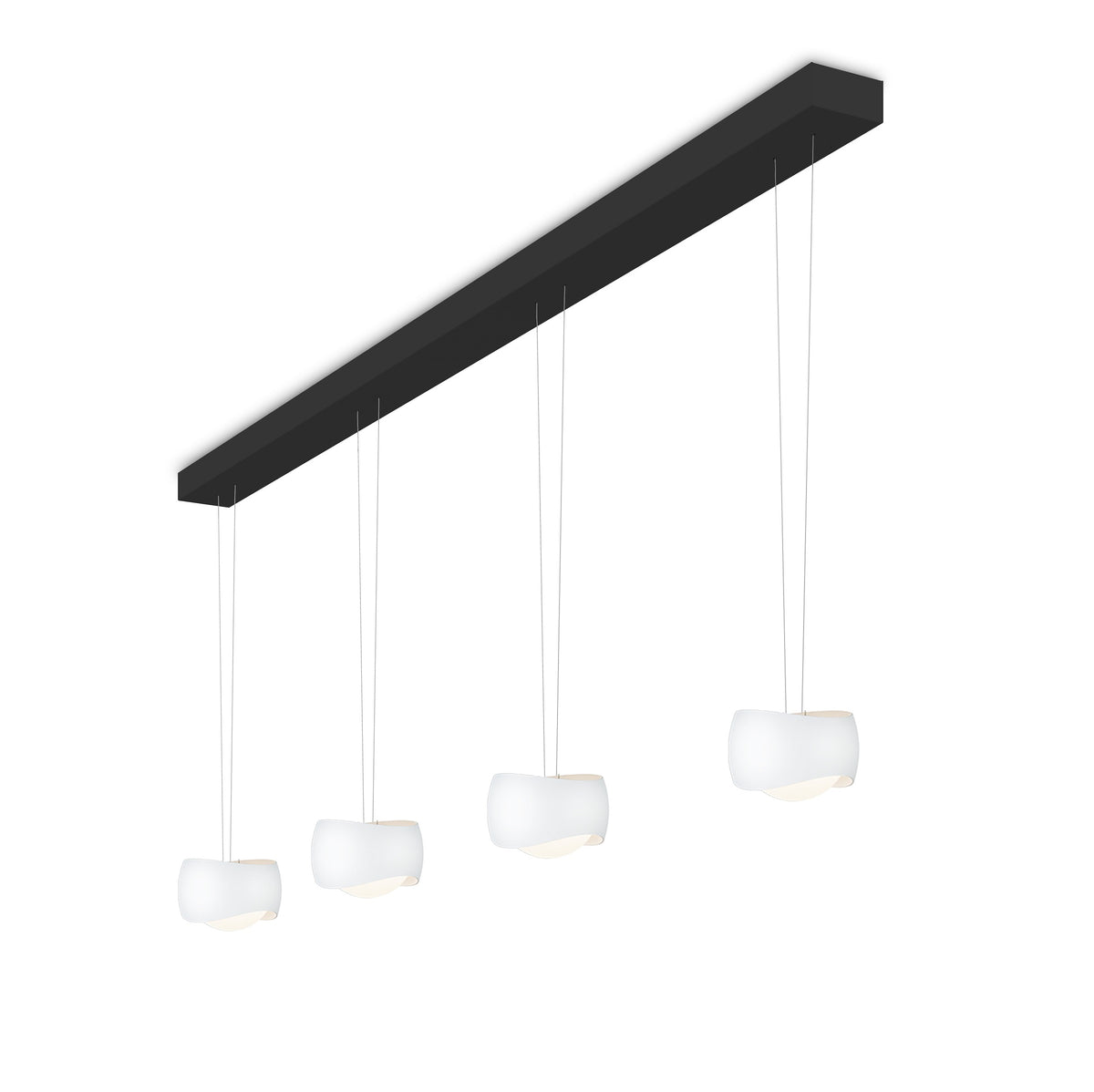 Oligo, Pendelleuchte Curved, 4-flammig Schwarz Weiss, moderne Esstischbeleuchtung
