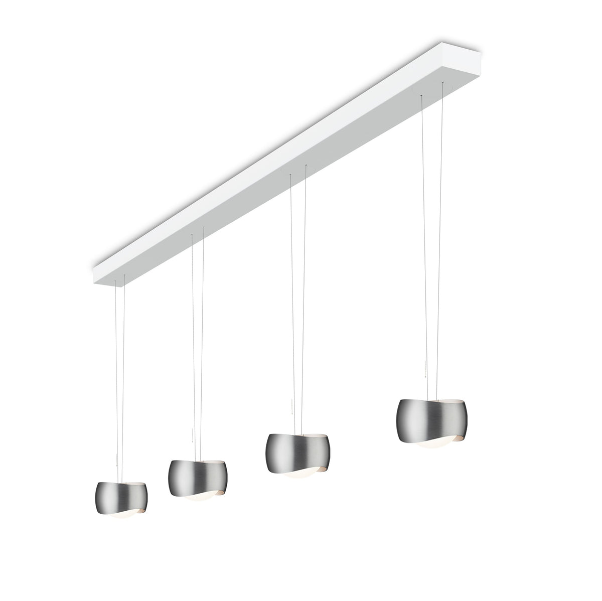 Oligo, Pendelleuchte Curved, 4-flammig Weiss Aluminium, stilvolle Lichtlösung