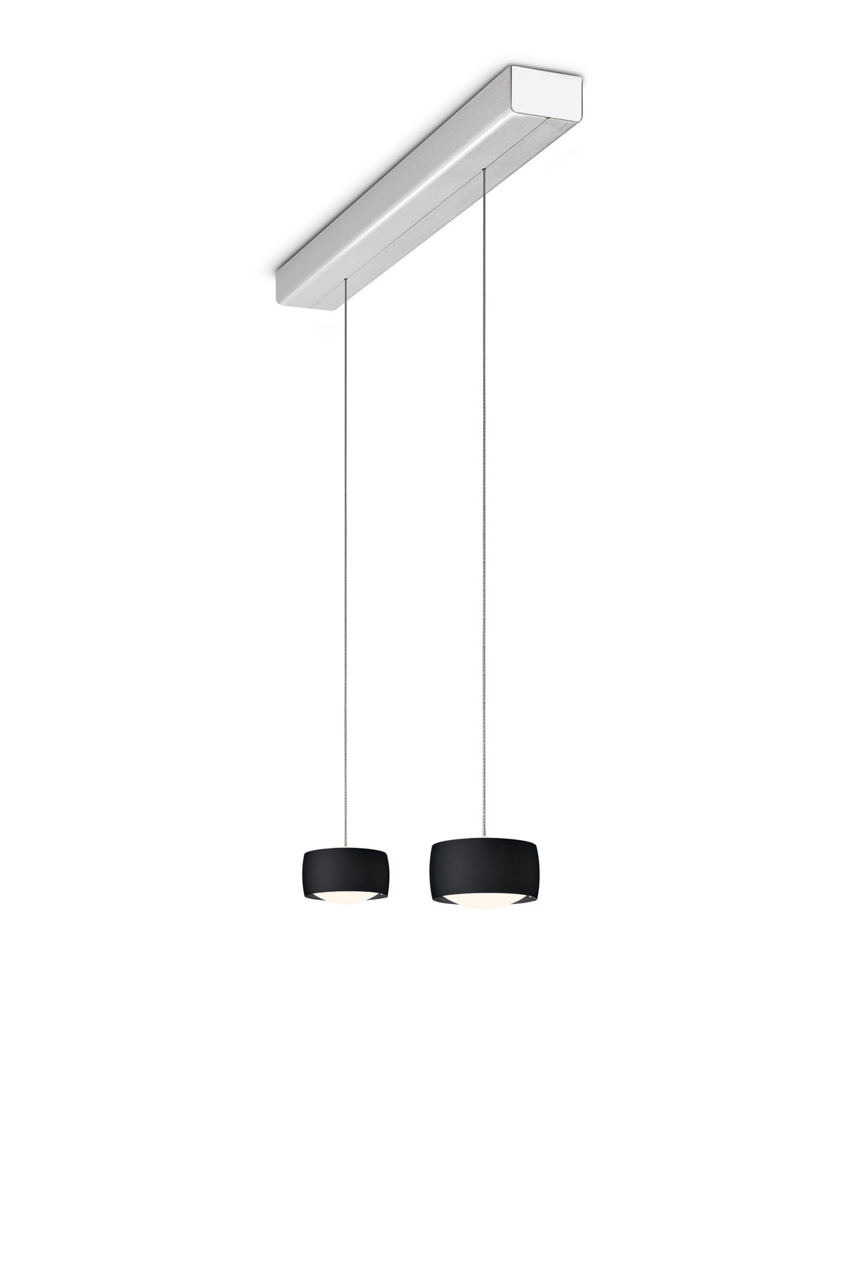Oligo, Pendelleuchte Grace, 2-flammig Aluminium Schwarz, hochwertige Lichtlösung