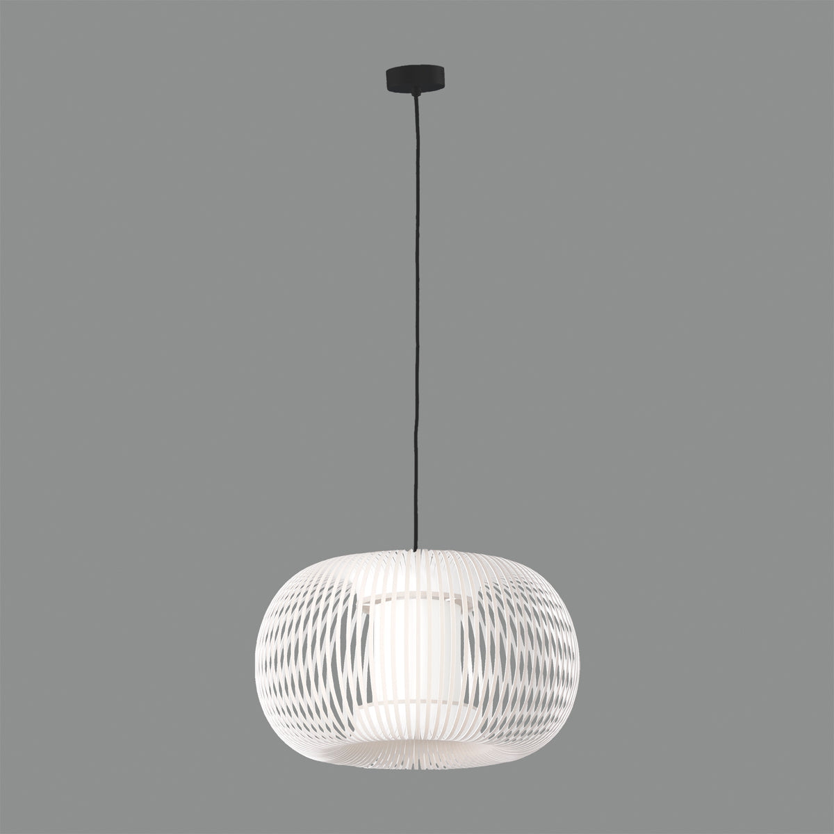ACB Iluminacion, Pendelleuchte Mirta, 38cm Schwarz Weiss, stilvolle Lichtlösung