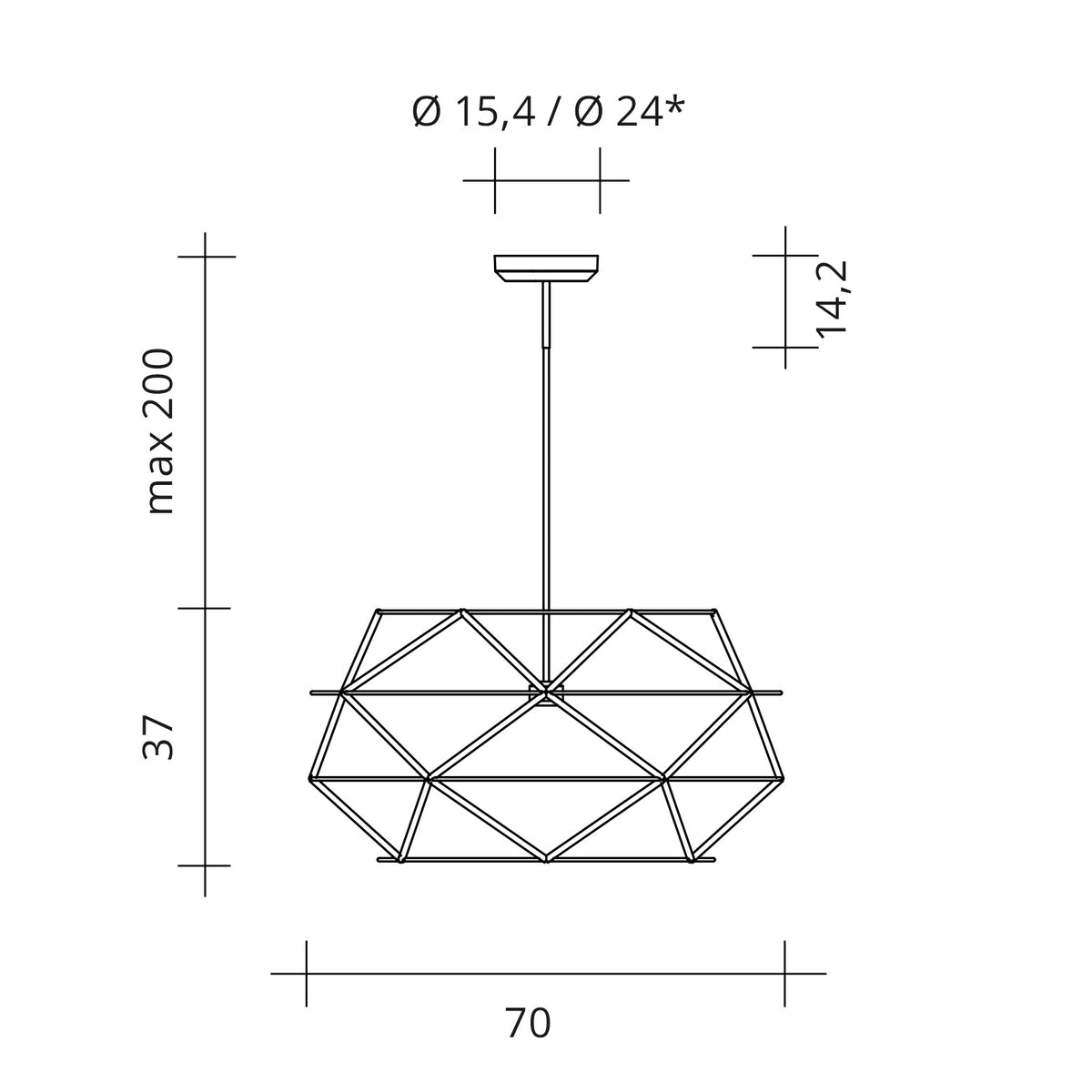 Urban Lighting, Pendelleuchte Euclide, 70cm Skizze, technische Lichtplanung
