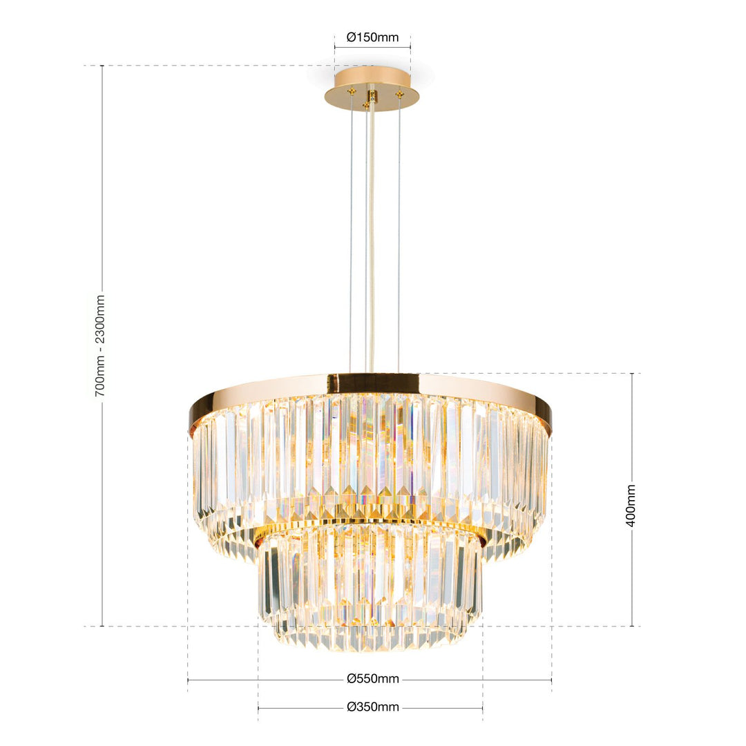 Pendelleuchte Prism rund, 24 Karat