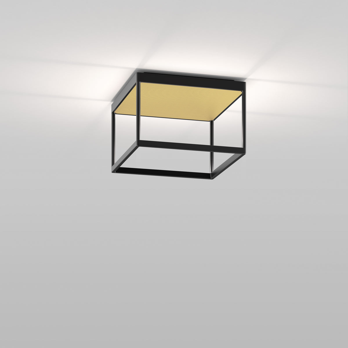 Deckenleuchte Reflex M 200, schwarze Variante, quadratisches Design, stilvolle Beleuchtungslösung