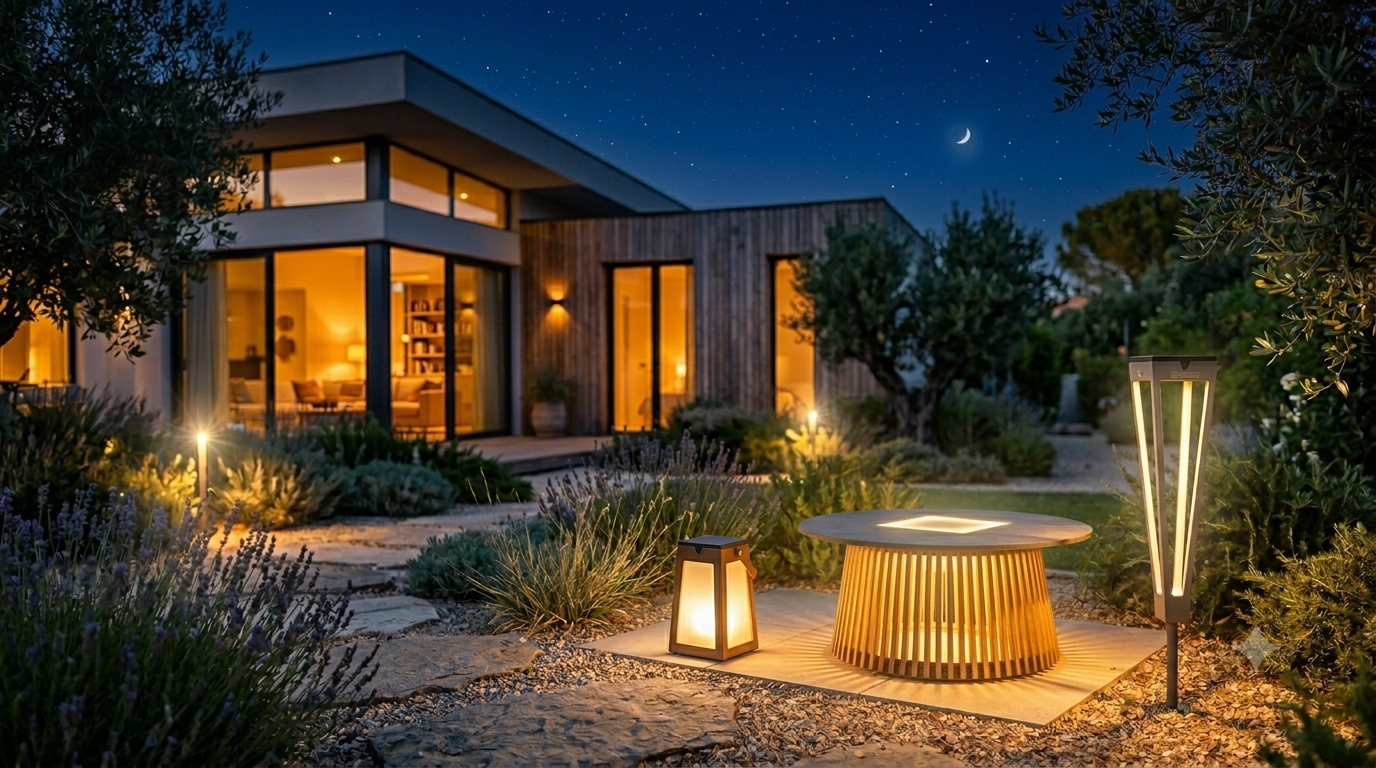 Moderne Anwendung im Garten von Les Jardins Leuchten bei Licht Kraus