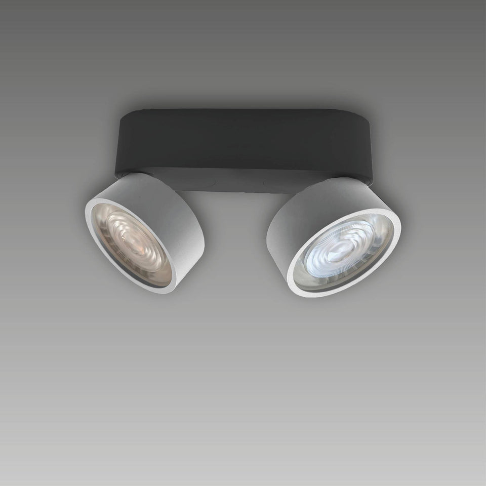 LUX-IT, Aufbaustrahler Swing Out 2-flammig, Schwarz-Chrom matt, Produktbild