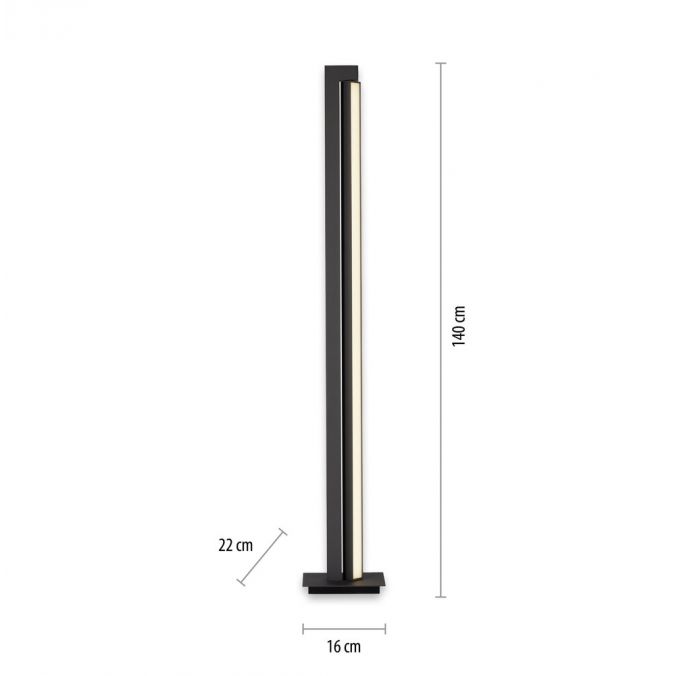 Pure, Stehleuchte Lines, Anthrazit Aluminium Skizze, technische Lichtplanung