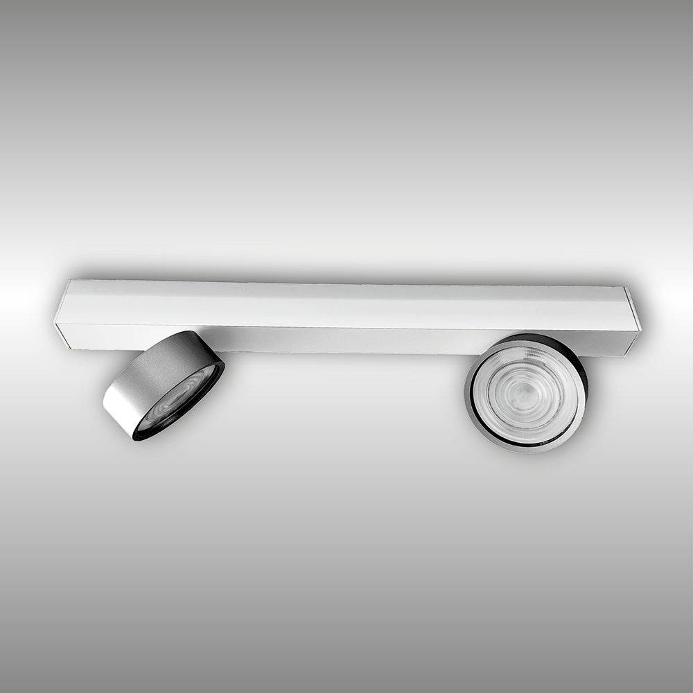LUX-IT, Aufbaustrahler Swing 2-flammig, Weiss-Chromglanz, moderne Lichtlösung
