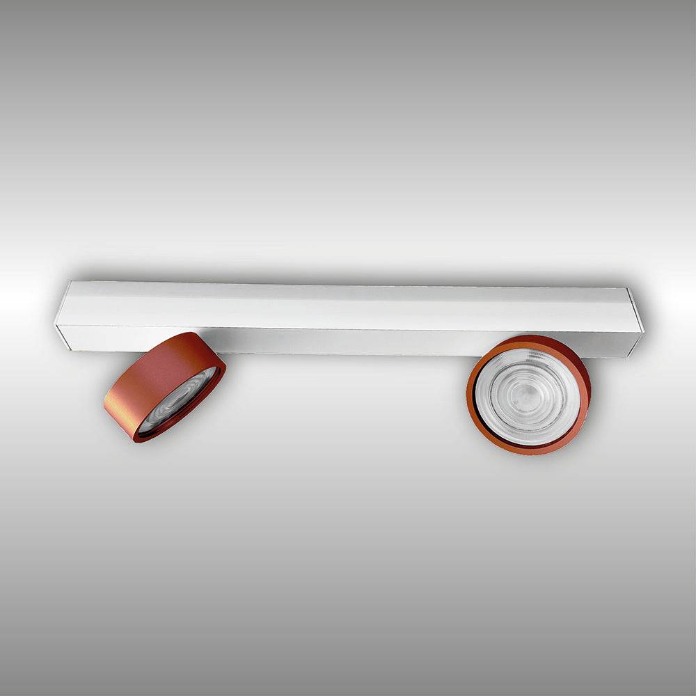 LUX-IT, Aufbaustrahler Swing 2-flammig, Weiss-Kupfer, dekorative Lichtlösung