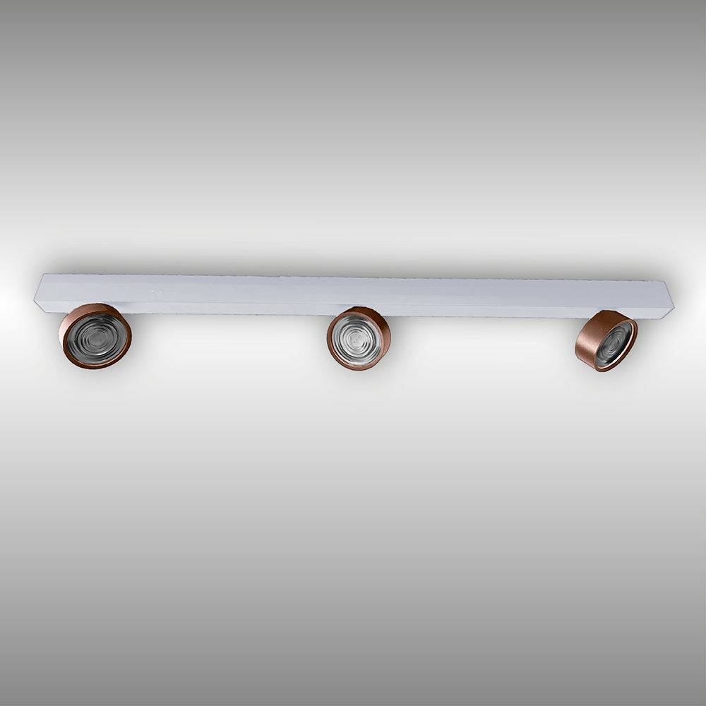 LUX-IT, Aufbaustrahler Swing 3-flammig, Weiss-Kupfer, dekorative Lichtlösung
