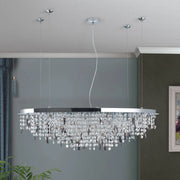 Orion, Kristallleuchte Crystalriver 21-flammig, Seitenansicht, moderne Lichtlösung