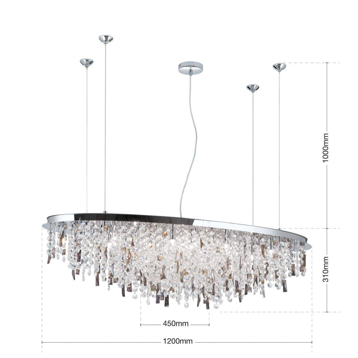 Kristallleuchte Crystalriver 21-flg., chrom