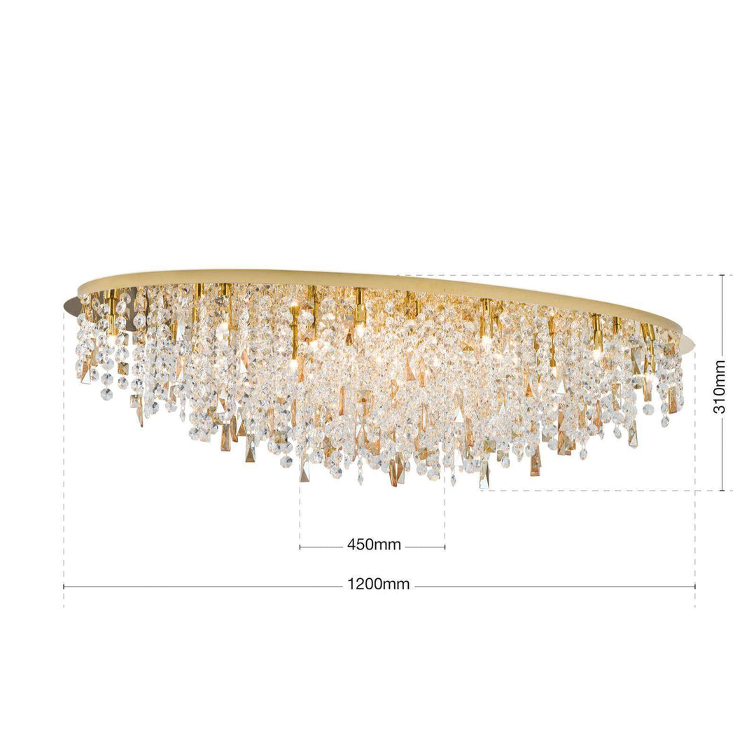 Kristalldeckenleuchte Crystalriver 21-flg., gold