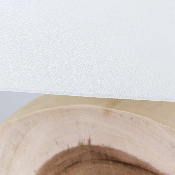 Tischleuchte NATHAN, Naturholz mit weißem Stoffschirm