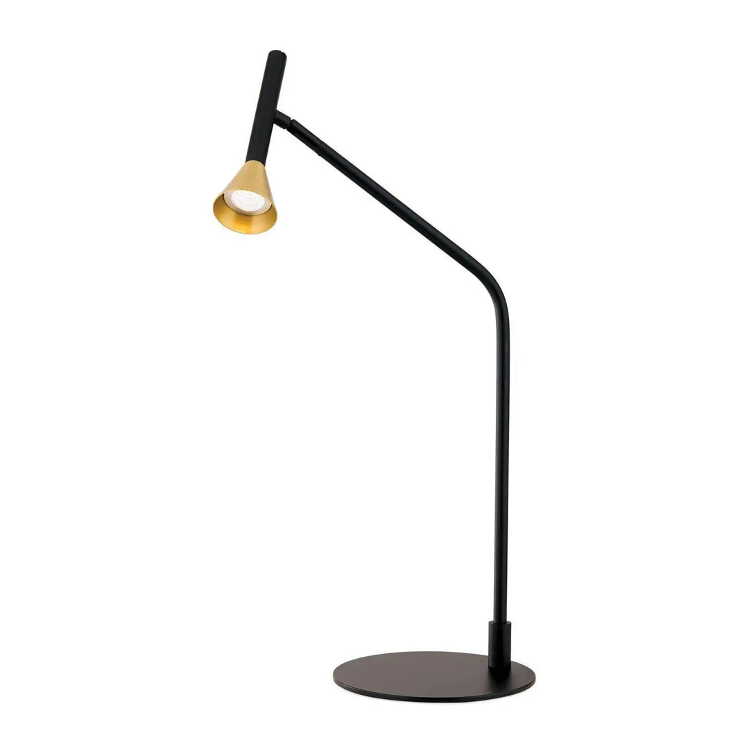 Tischleuchte ODEON, schwarz mit Messing-Schirm