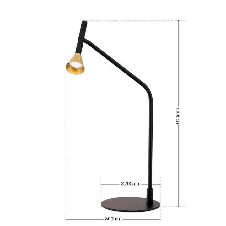 Tischleuchte ODEON, schwarz mit Messing-Schirm