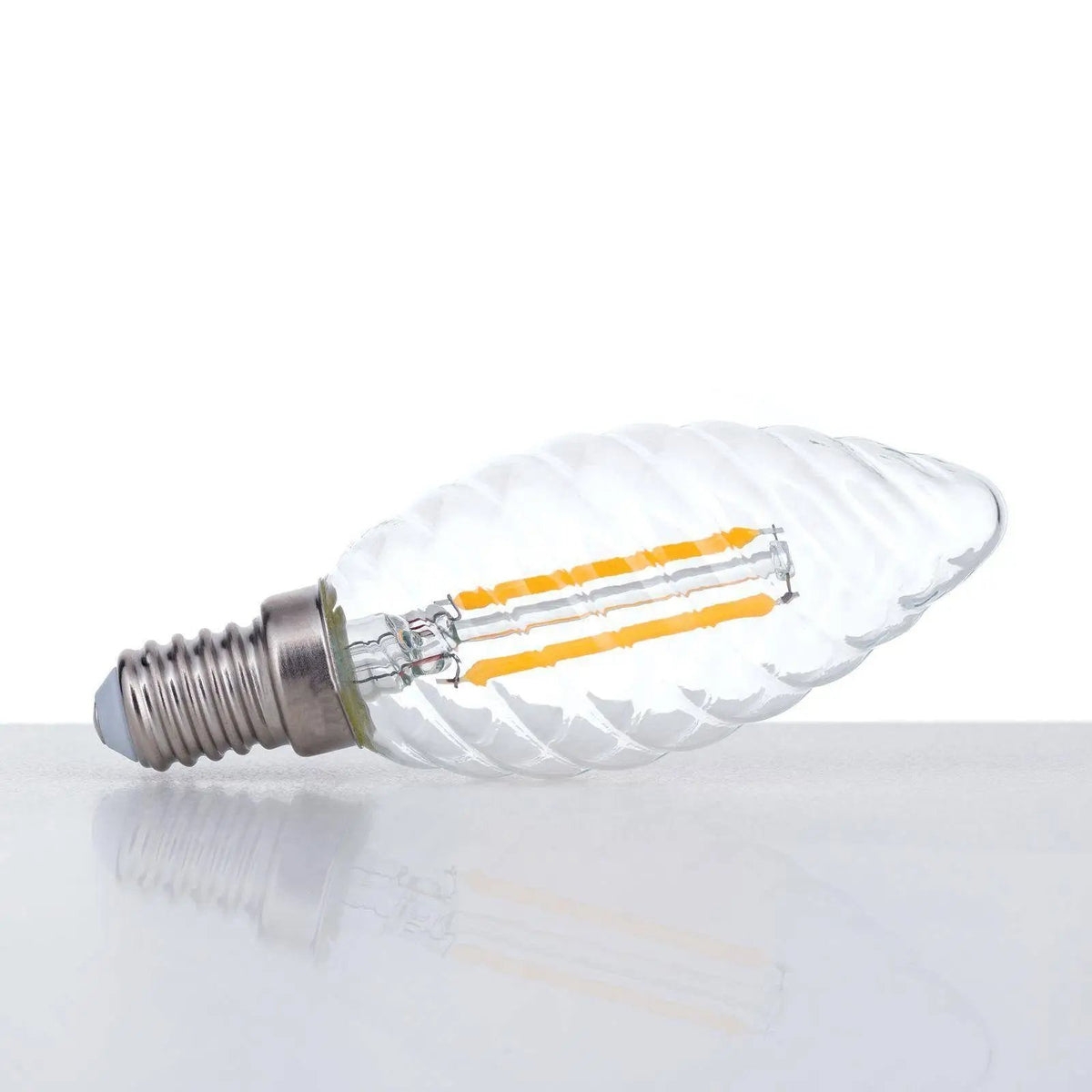 Orion, LED Kerze gedreht E14 klar, Detail, energiesparendes Leuchtmittel